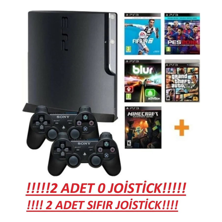 Sony Playstation 3 Slim + 320GB + 2 Joistick +130 Güncel Oyun+1 Yıl Garanti 2002B-4004B - Siyah
