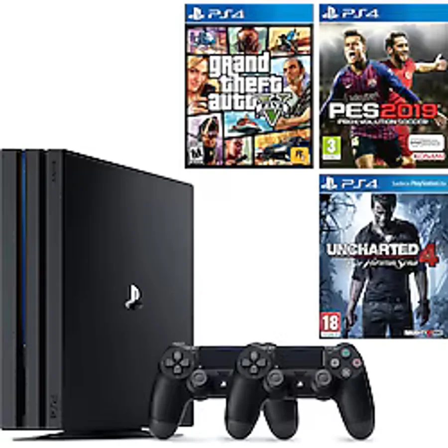 Sony Playstation 4 Pro + 2.Dualshock + Ps4 Pes 19 + Ps4 Gta 5 + Ps4 Uncharted 4