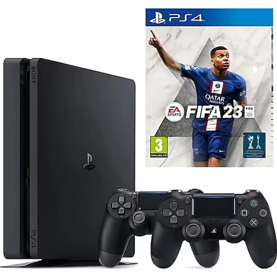 Sony Playstation 4 Slim 500 GB + 2. Ps4 Kol + Ps4 Fifa 23