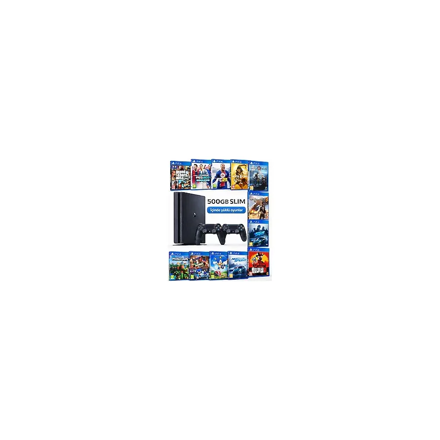 Sony Playstation 4 Slim 500GB 2 Kol +Hdmı + Güç Kblosu 10 Oyun Yüklü