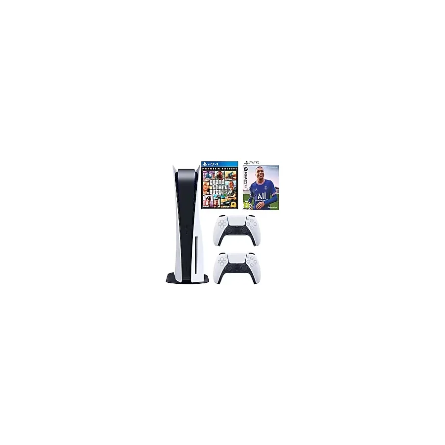 Sony Playstation 5 Diskli Oyun Konsolu + 2. Dualsense Kol + Fifa 22 PS5 Oyun + Gta V PS4 Oyun (İthalatçı Garantili)