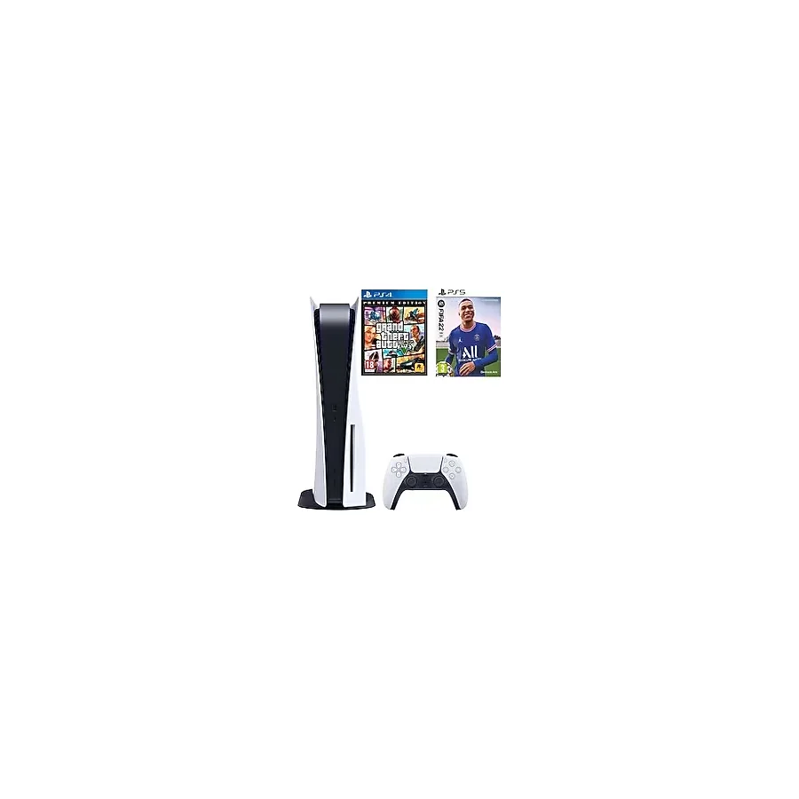 Sony Playstation 5 Diskli Versiyon 825 GB Oyun Konsolu + Fifa 22 PS5 Oyun + Gta V PS4 Oyun (İthalatçı Garantili)