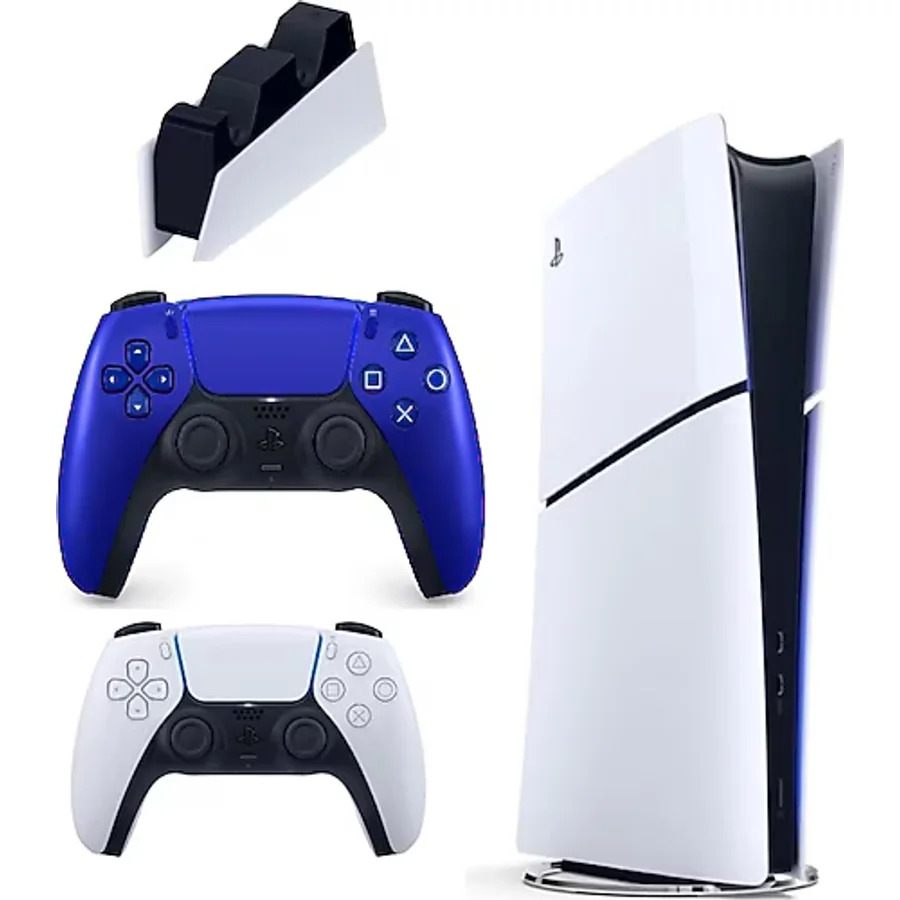 Sony Playstation 5 Slim 1TB Dijital + 2. kol Cobalt Blue mavi + şarj istasyonu ( İthalatçı Garantili )