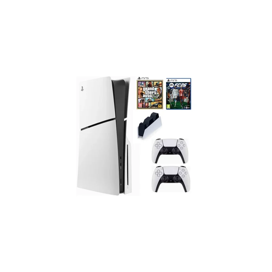 Sony Playstation 5 slim cd cfı-2116 EN YENİ versiyon 2025. 2 Dualsense şarj istasyonu fc26 GTA 5
