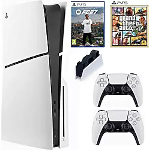 Sony Playstation 5 Slim CD'li 1 TB - 2.Kol Dualsense - Şarj İstasyonu - GTA 5 - PS5 FC27 (İthalatçı Garantili)