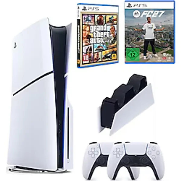 Sony Playstation 5 Slim Cdli + 2.kol Dualsense + Şarj Istasyonu + Gta 5 + Ps5 FC27 (Ithalatçı Garantili)