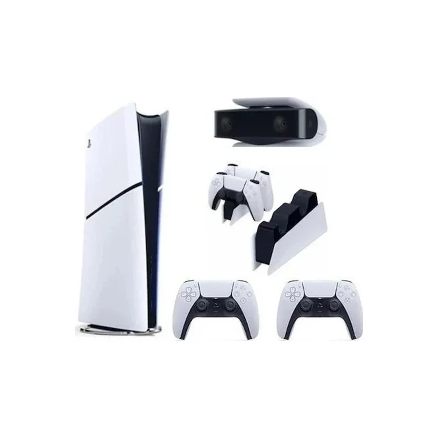 Sony Playstation 5 Slim Dijital Edition + 2 Dualsense + Şarj Istasyonu + Playstation 5 Kamera Oyun Konsolu