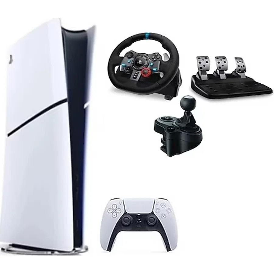 Sony Playstation 5 Slim Dijital Edition + G29 Driving Force Yarış Direksiyonu + Shifter - Beyaz