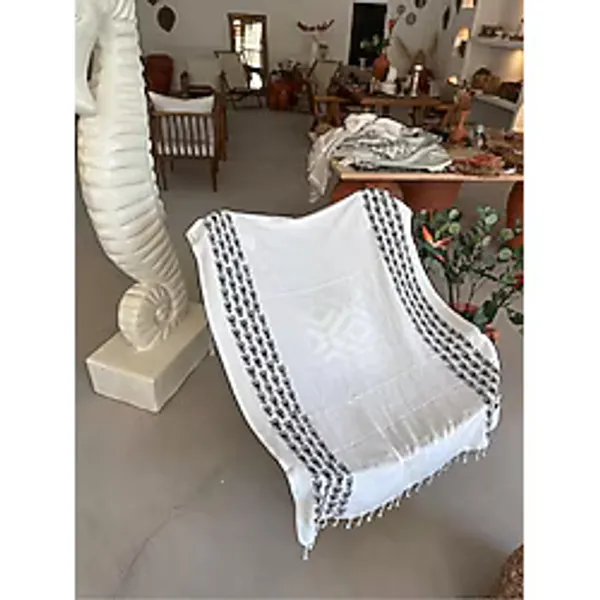 Sooboho Ahtapot Desen Jakarlı Örme %100 Pamuk Peştemal