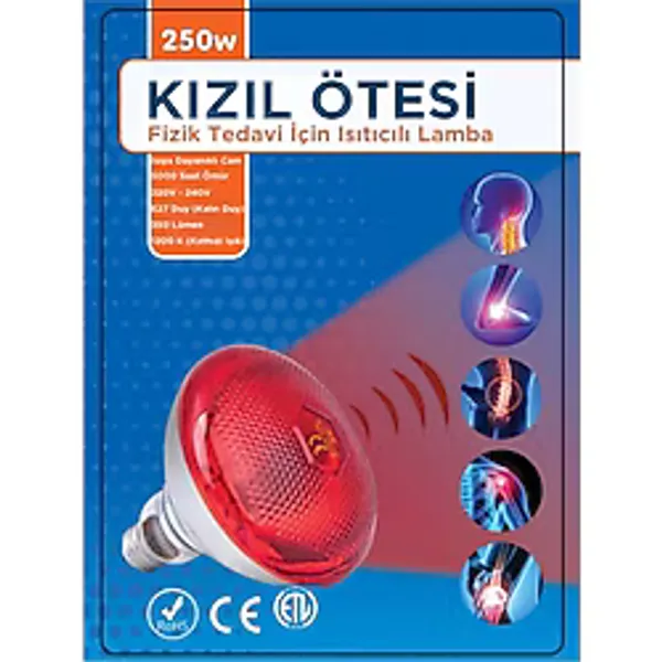 Sora Home 250W Kızılötesi (Infrared) Isıtıcılı Fizik Tedavi Lambası (Kırmızı Işık) E27 (Kalın Duy) - Standart - 001-Renkli