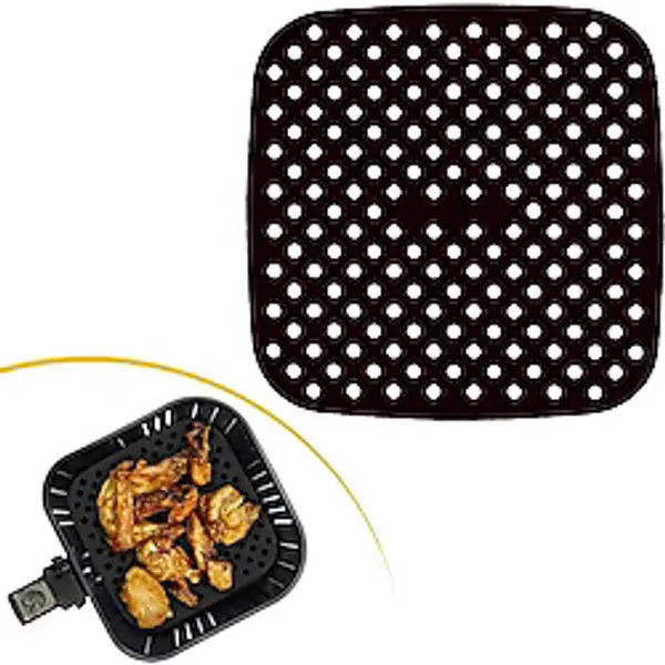 Sora Home Siyah Isıya Dayanıklı Yıkanılabilir Silikon Fırın ve Airfryer Kare Model Pişirme Matı 21,5 cm BX40 - Renkli - Standart