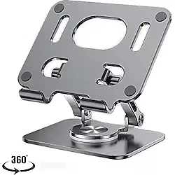 Sore 360 Derece Dönebilen Lüks Katlanabilir Metal Tablet ve Telefon Tutucu Stant Masaüstü Şarj Stand Ma-02 - Koyu Gri