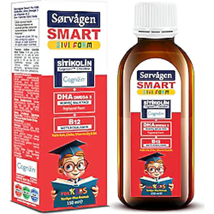 Sorvagen Smart Kids Sitikolin DHA Omega 3 ve B12 150 ml Şurup