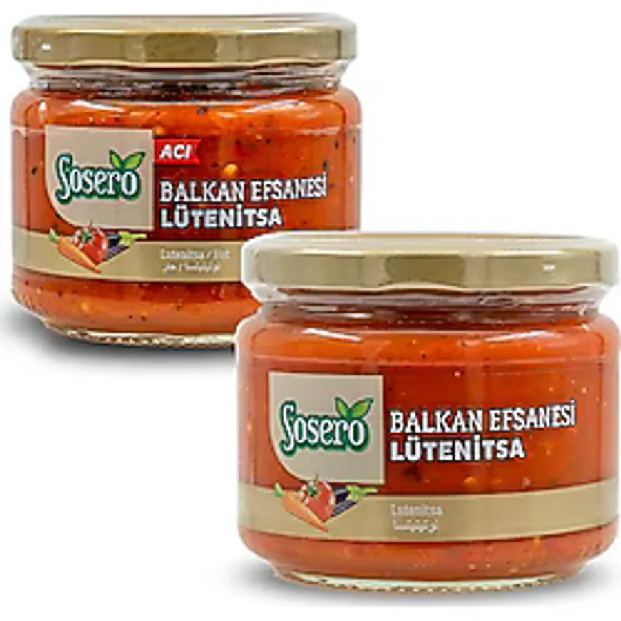 Sosero Lütenitsa Balkan Sosu 300 gr & Lütenitsa Balkan Sosu Acı 300 gr (Ikisi Bir Arada) - 600 gr