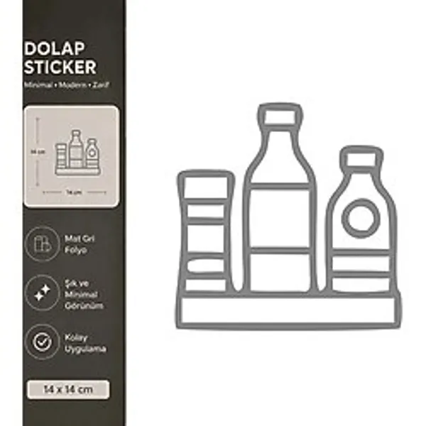 Soslar Mat Gri Dekoratif Folyo Sticker 14X14 Cm
