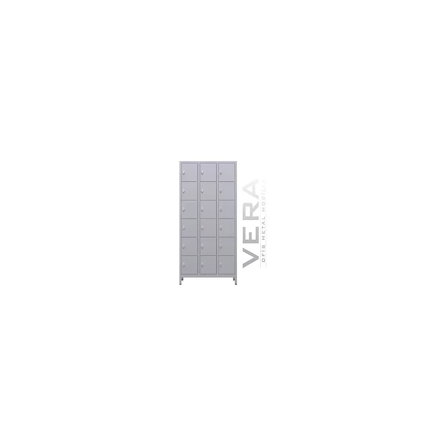 Soyunma Dolabı 18 Kişilik Metal Dolap - Açık Gri - 88.5X50X190