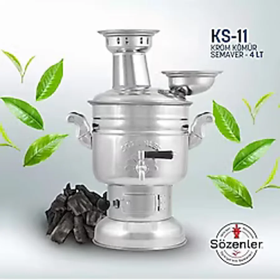 Sözenler Krom Odunlu Kömürlü Piknik Semaver 4,5 lt