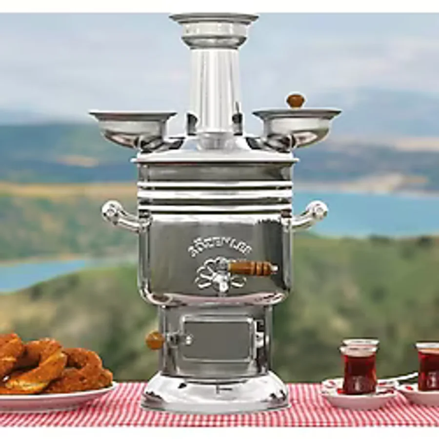 Sözenler KS14 (6 LT) PORSELEN KULP KROM KÖMÜRLÜ ODUNLU SEMAVER