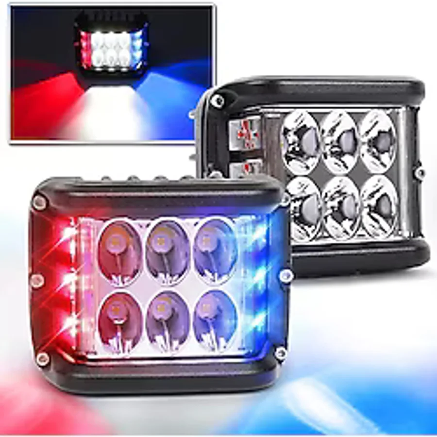 Space Offroad Sis Lambası Beyaz-kırmızı-mavi 12 Led 36w Çift / Lass319-1