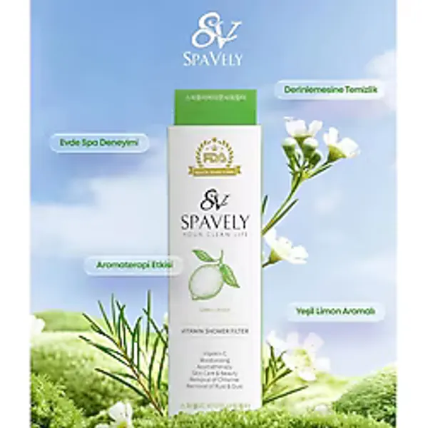 Spavely Duş Filtresi Yeşil Limon Esanslı - Klor ve Kireç Karşıtı, Kokulu, C Vitaminli 150 gr