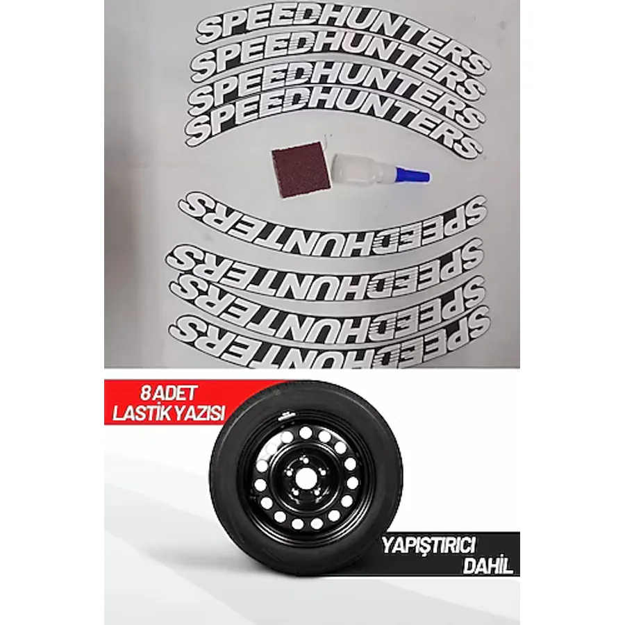 Speed Hunters Motosiklet ve Otomobil 3D Lastik Yazısı Sticker 8 Adet