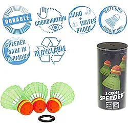 Speedminton Cross Speeder - 3'lü paket Speed Badminton/Crossminton dış mekan topu, rüzgar halkası dahil