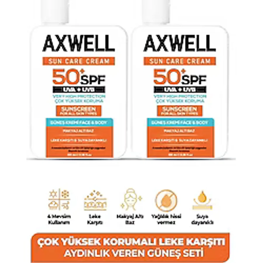 SPF 50+ 2li Fırsat Seti Leke Karşıtı Nemlendirici Yüksek Koruma Güneş Kremi 100 ML