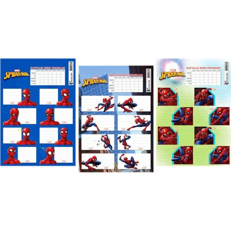 SPIDERMAN Ders Programlı Okul Etiketi 3'lü
