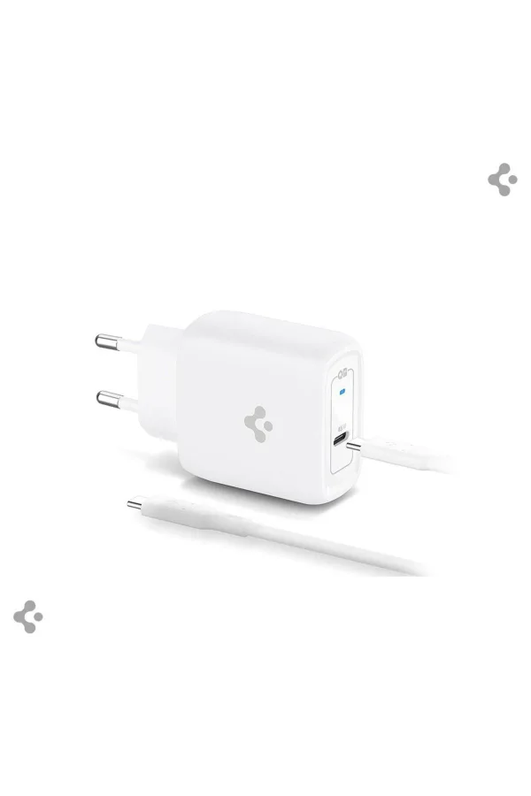 Spigen 45W GaN USB-C Adaptör + USB-C Örgü Şarj Kablo - Super Hızlı Şarj Type-...