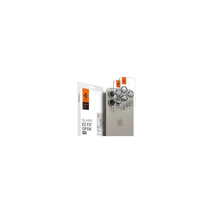 Spigen iPhone 17 Pro Max / 17 Pro / 16 Pro Max / 16 Pro / 15 Pro Max / 15 Pro / 14 Pro Max / 14 Pro ile Uyumlu Kamera Lens Camı Koruyucu Kolay Kurulum GLAS.tR EZ Fit Optik Pro 2 Adet Natural AGL07163
