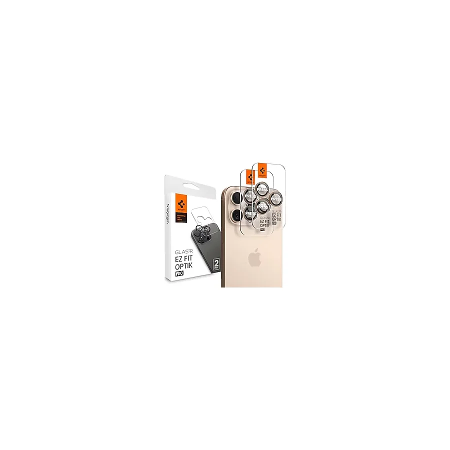 Spigen iPhone 17 Pro Max / 17 Pro / 16 Pro Max / 16 Pro / 15 Pro Max / 15 Pro / 14 Pro Max / 14 Pro ile uyumlu Kamera Lens Camı Koruyucu Kolay Kurulum Glas.tR EZ Fit Optik Pro 2 Adet Desert AGL08862