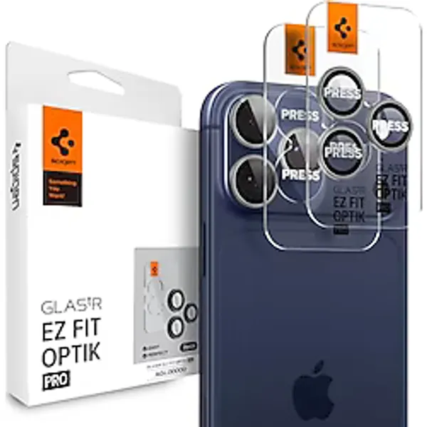 Spigen iPhone 17 Pro/Pro Max /16 Pro/Pro Max ile Uyumlu Kolay Kurulum Kamera Lens Camı Koruyucu GLAS.tR EZ Fit Optik Pro (2 Adet) Gri - AGL10125 (Spigen TR Garantili)