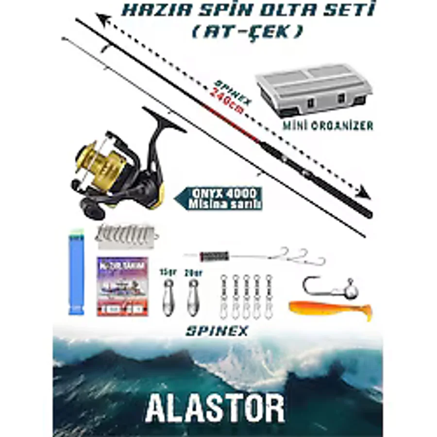 Spinex Spin Olta Seti Hazır Olta Seti At-çek Olta Seti Spin Olta Kamışı 10-40