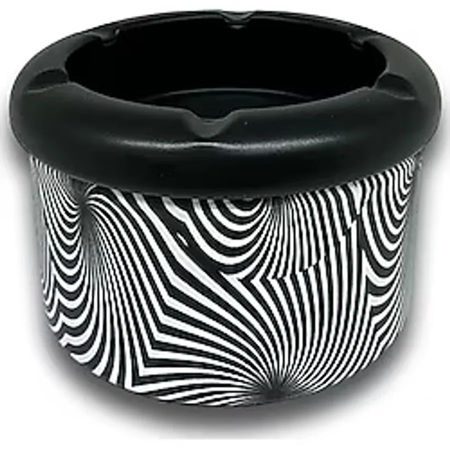 Spiral Desen Metal Mini Sigara Küllüğü Siyah 8cm