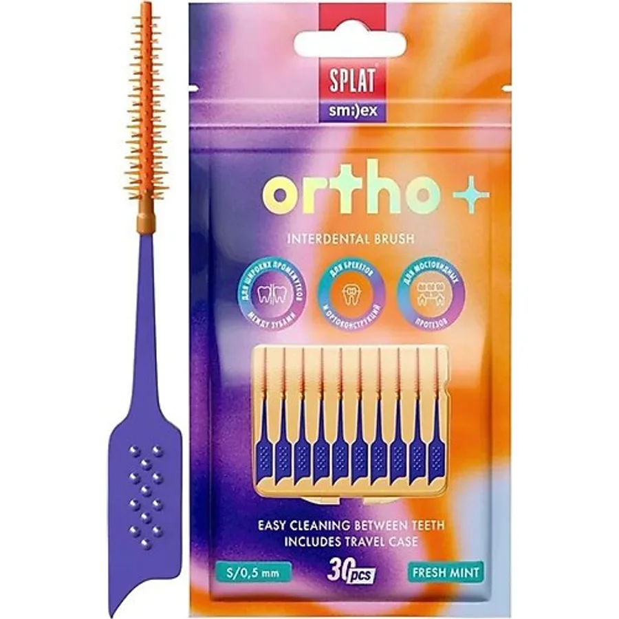 Splat 0,5mm S Beden Elastik Uçlu Diş Arası Fırçası Smilex Ortho+ Nane Aramolı