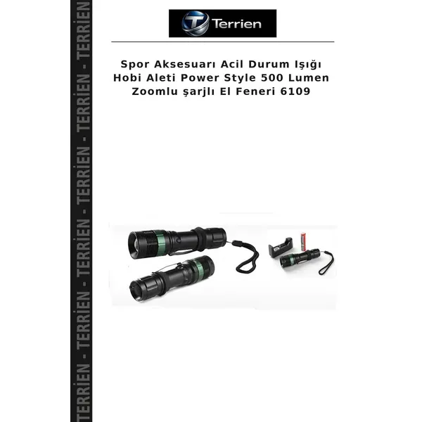 Spor Aksesuarı Acil Durum Işığı Hobi Aleti Power Style 500 Lumen Zoomlu şarjlı El Feneri 6109