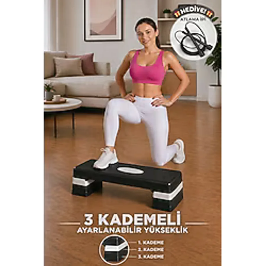 Spor Byfit 3 Kademeli Fitness Step Tahtası + Atlama İpi