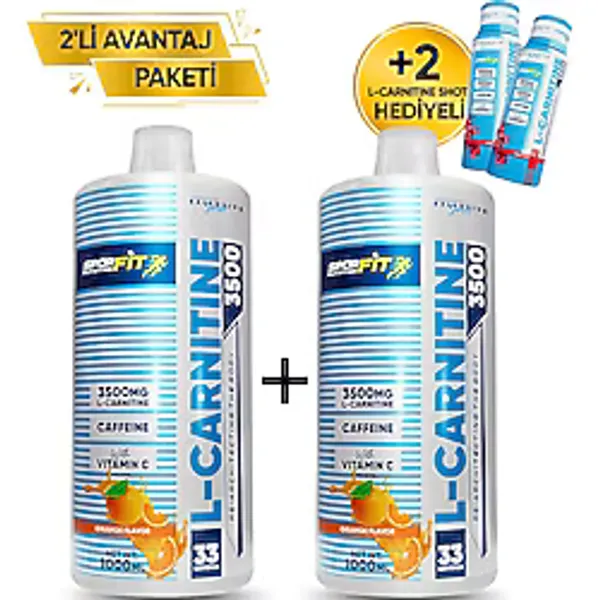Sporfit Nutrition L-Carnitine 3500 Mg 1000 Ml 2'li Avantaj Paketi 33 Servis Portakal + 2 x L-Karnitin Shot Hediyeli