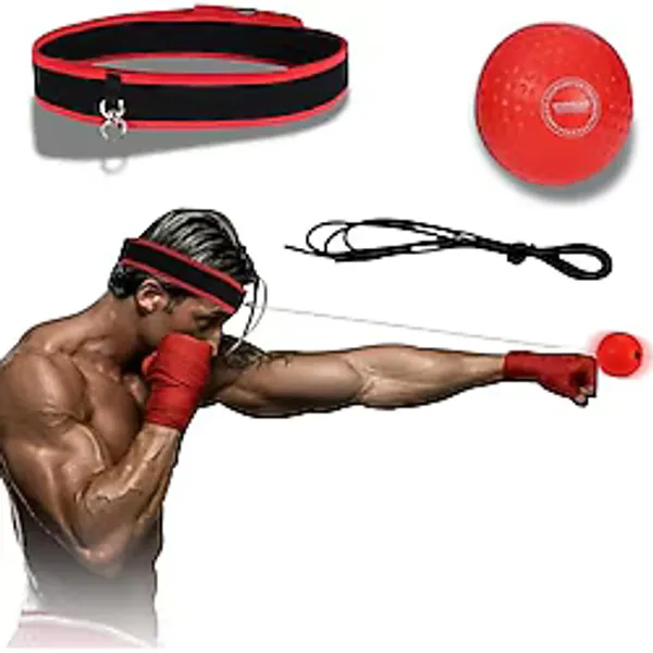 Sporsize Boks Refleks Topu ve Ayarlanabilir Kafa Bandı - Refleks Geliştirme, Koordinasyon, Hız ve Odak Antrenmanı İçin Güvenli Antrenman Topu - Çocuk ve Yetişkin Uyumlu