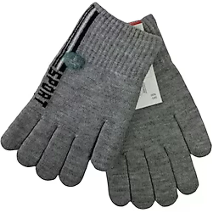 Spteks Kitti 4-8 Yaş Erkek Çocuk Gri Renk Yazı Desenli Kışlık Örme Eldiven