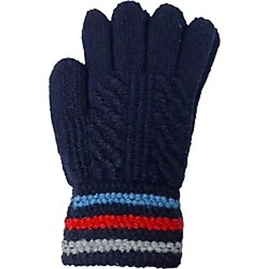 Spteks Kitti 4-8 Yaş Erkek Çocuk Lacivert Renk Çizgili Örme Eldiven