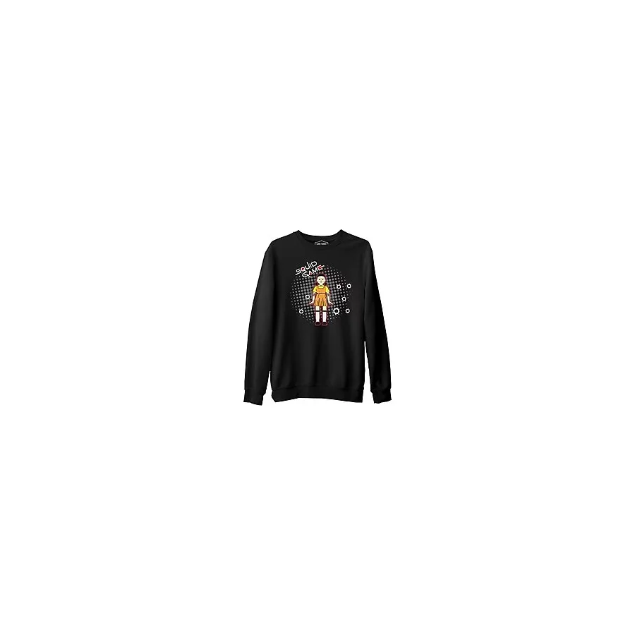 Squid Game - Robot Bebek Mermi Siyah Erkek Kalın Sweatshirt