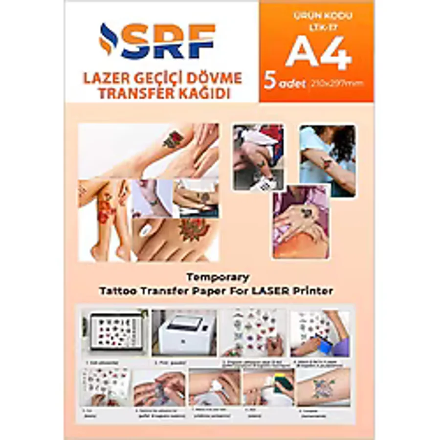 SRF LazerTattoo (Geçici Dövme) Transfer Kağıdı A4 (5 adet )