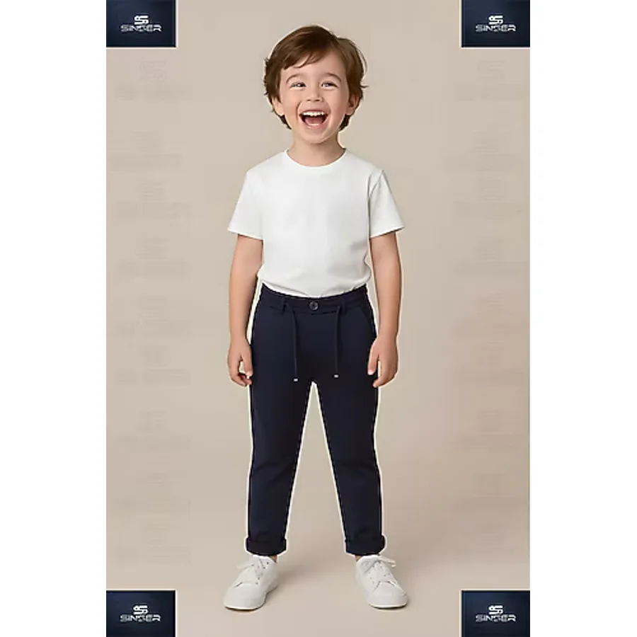 SS SİNSER Erkek Çocuk Pantolon Bel Lastikli Likralı Paça Katlamalı Joger Stil