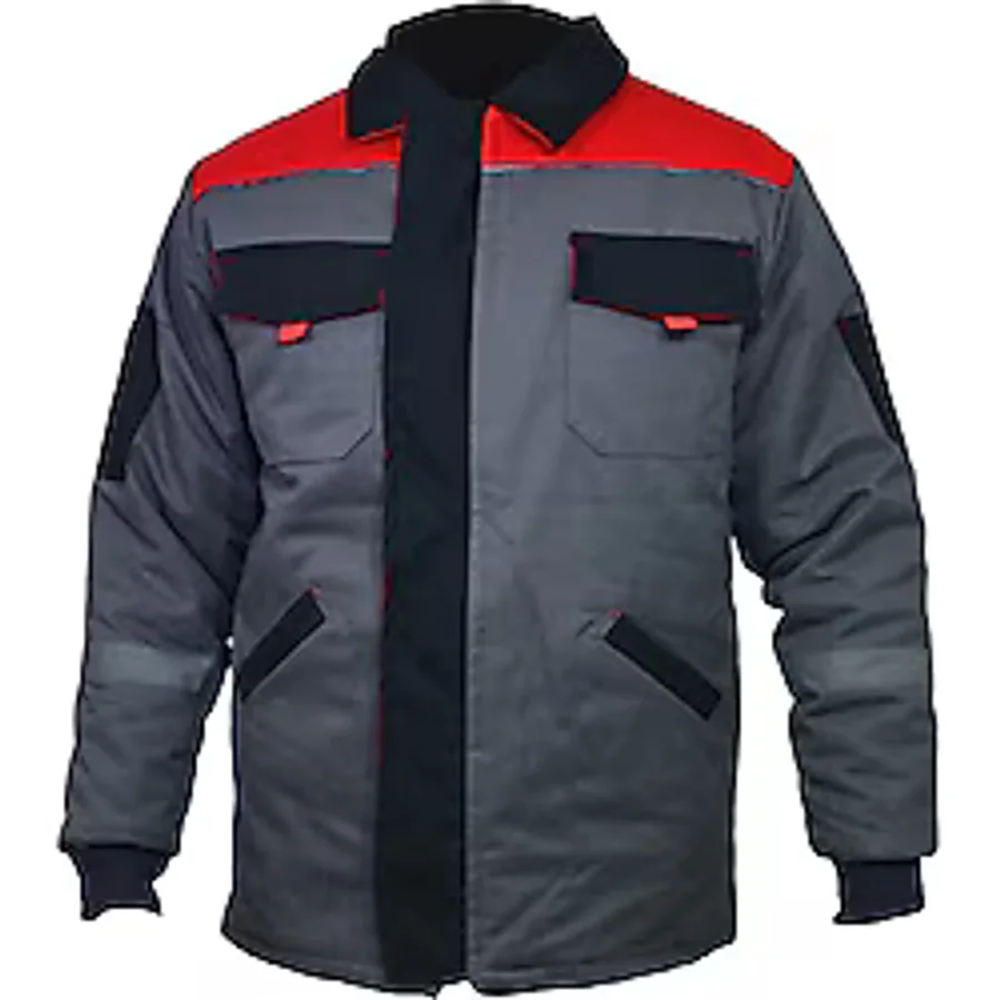 Ssm Sesam Grup 0638 7x7 Gabardin Kapitoneli Iş Montu - Gri - Kırmızı
