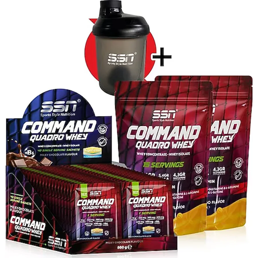 SSN Sports Style Nutrition Command Quadro Whey 1780 Gr 70 Şase MIX Çikolata- Muz Mango ( 40 x 1 box - 15 x 2 Doypacks) Kombinasyon