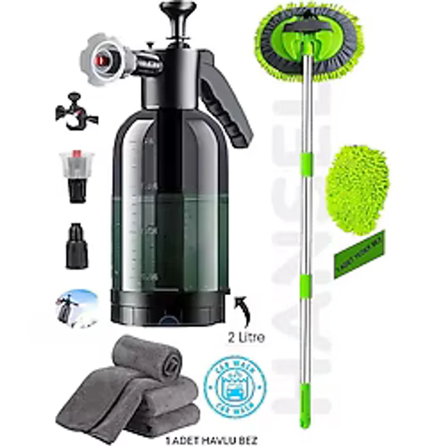 STANVOLT 3'LÜ SET ULTRA Basınçlı Oto Yıkama Pompası Köpük Yapıcı +Mikrofiber Bez+Şönil Araba Yıkama Fırçası