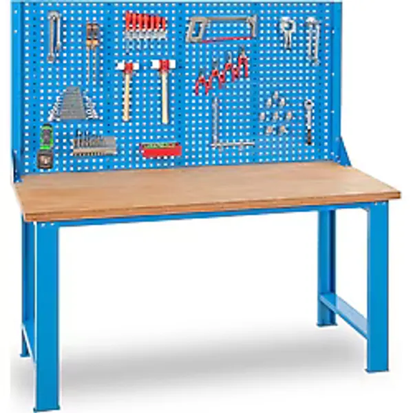 Star Çelik Metal Çalışma Tezgahı-Takım Asma Panolu-Masa Tablası Kayın-1800x760x910/1824 mm