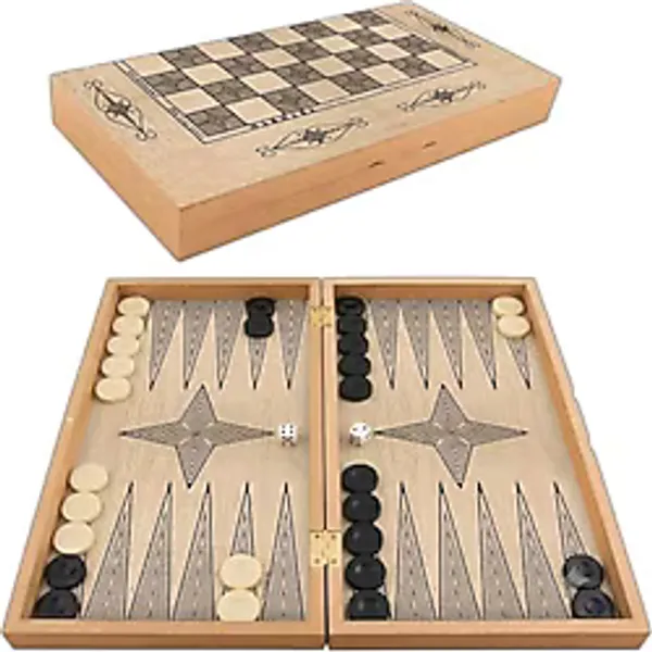 Star Marmara Yakma Ahşap Tavla - 12 mm MDF Kasa, Parlak Selefon Kaplama, 36 mm Krem & Siyah Tavla Pulları, 9 mm Zar - Dayanıklı, Şık ve Tasarım