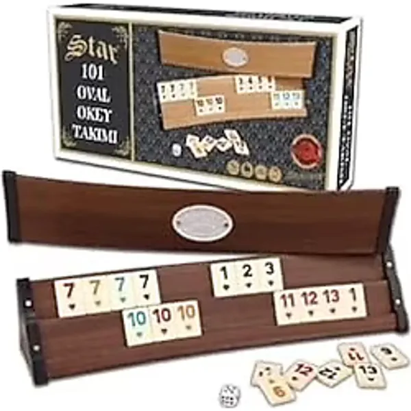 star okey 101 Oval Ahşap Görünümlü Plastik Okey Takımı 1010839 gnsRKFaz3568